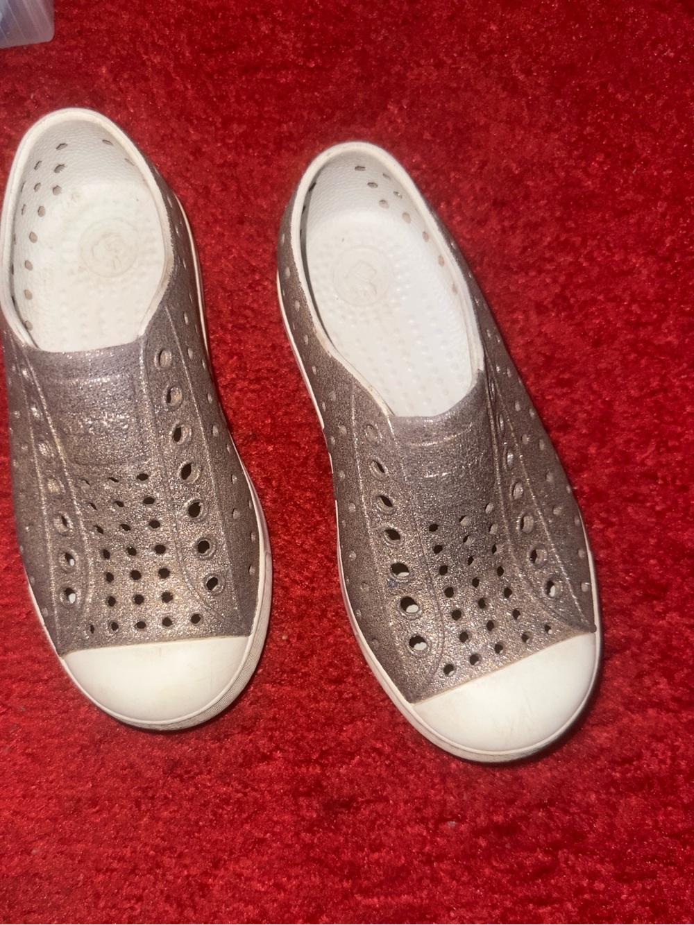 Glitter Slip-On Casual Shoes in Metallic Taupe